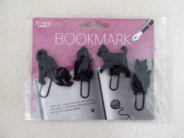 Decorative Paperclips Bookmark Black Cat Silhouette Large Office Supply Set of 4