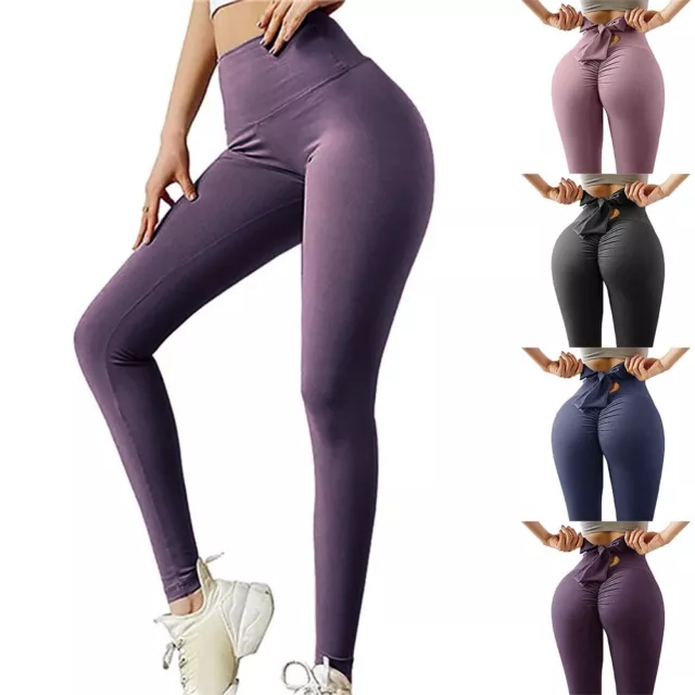 Eleganti Pantaloni Yoga Donna Vita Alta Butt Lift Leggings Palestra Essential