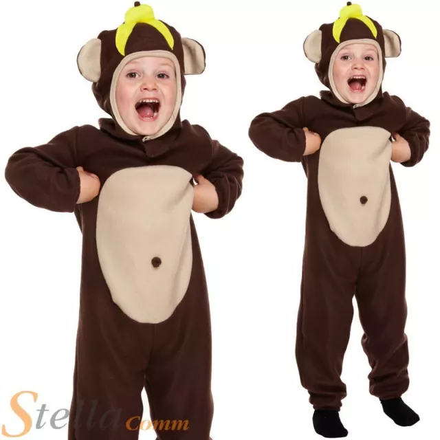 Costume Scimmia Bambino Animale Bambino Ragazzi Ragazze Abito Fantastico Età 2-3