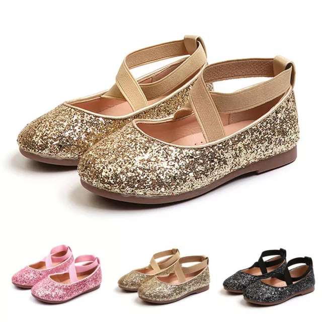 Infant Toddler Kids Baby Girls Sequins Bling Princess Shoes Dancing Party Shoes