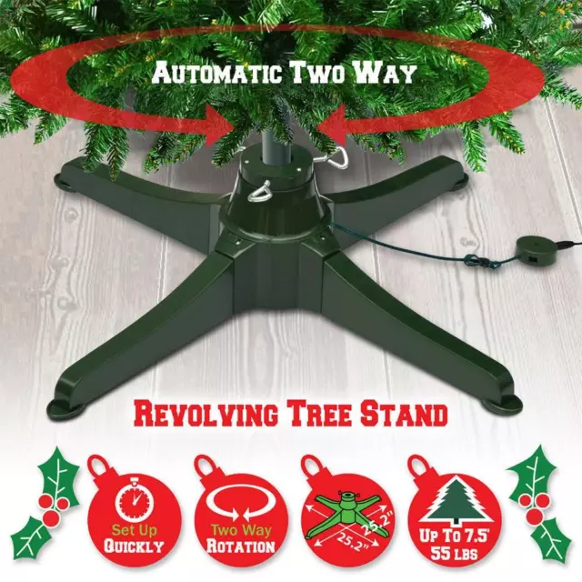 Christmas Tree Stand Electric 360 Degree Rotating Base Tree Support Shelf_