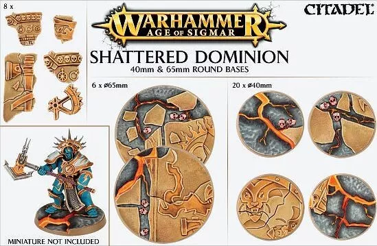 Shattered Dominion 40 und 65mm Round Bases (26 Bases) Games Workshop AoS 40k