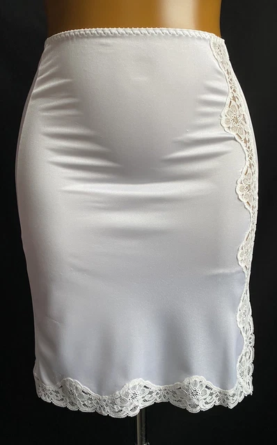Slip vita vintage Gossard bianco lucido nylon e pizzo, taglia media