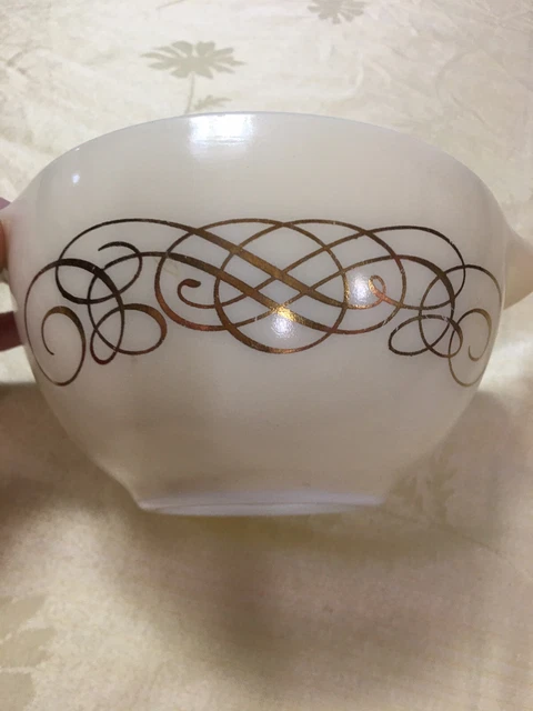 Vintage Pyrex Golden Scroll Dip Bowl Promotional Item 441