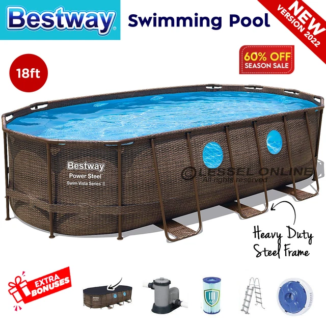BESTWAY POWER STEEL Oval Above Ground Swimming Pool 549cmx274cmx122cm