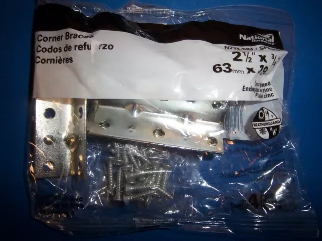 NEW National Hardware N234-583 SPB113 Corner Braces in Zinc plated 4 PK L1