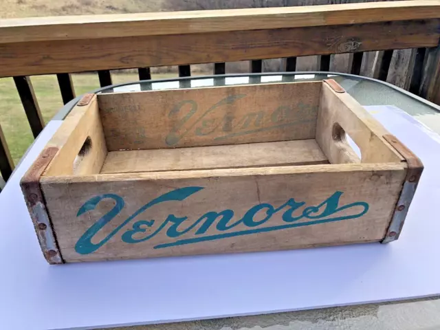 Vintage 1965 Vernors Ginger Ale wood crate