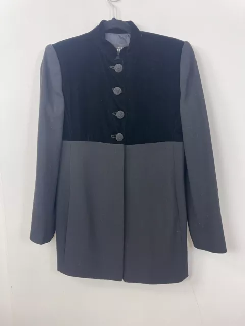 LINDA ALLARD ELLEN Tracy 4 Petite Black Wool Velvet Blazer Jacket $425 ...