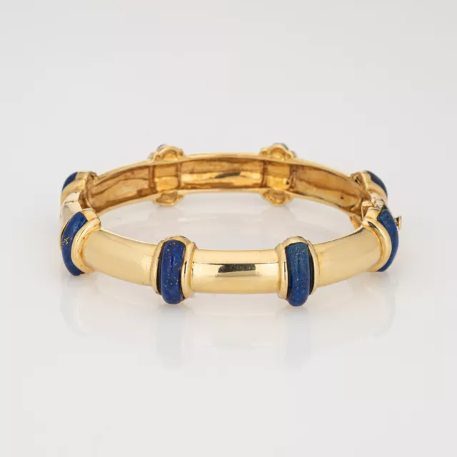 Vintage Tiffany & Co Bangle Bracelet Lapis Lazuli 18k Yellow Gold 6" Jewelry 2