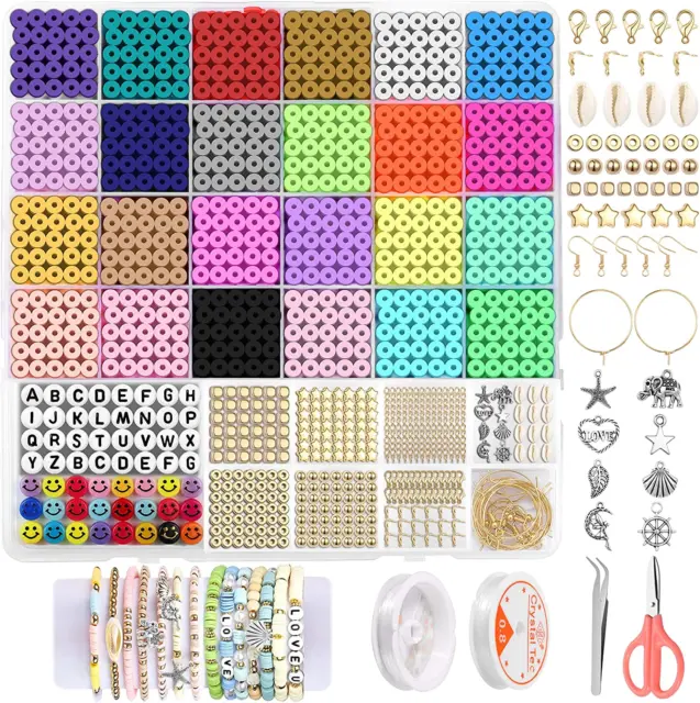Clay Beads for Bracelet Making Kit, 6000 Pcs Necklace Jewelry DIY for Girls