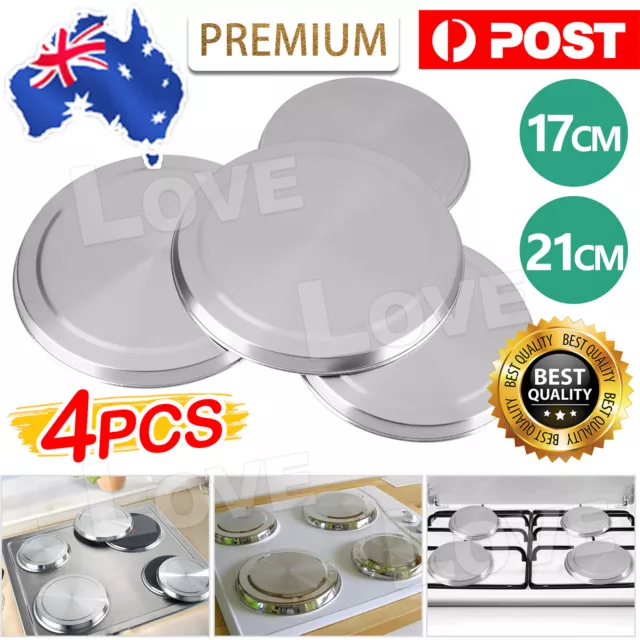 4Pcs Round Stainless Steel Electric Stove Top Burner Cooker Protection Covers AU