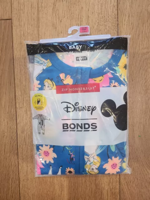 BNIP Bonds Disney Alice In Wonderland Zippy Wondersuit Size 1 12-18 Month Floral