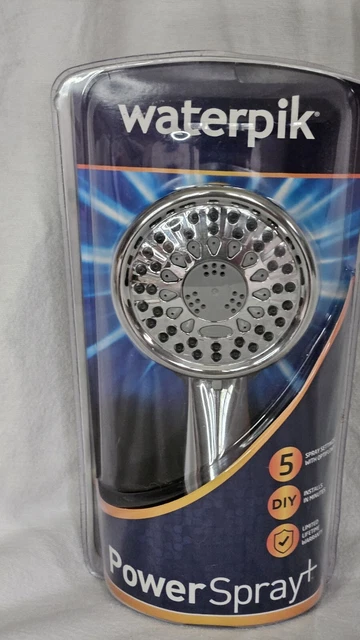 WATERPIK POWER SPRAY+ Optiflow 5 Spray Settings Hand Held Shower Head ...