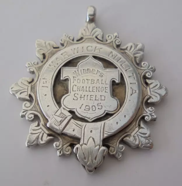 Army & Football 1st Warwickshire Militia Winners Medal Hallmarked Silver 1905