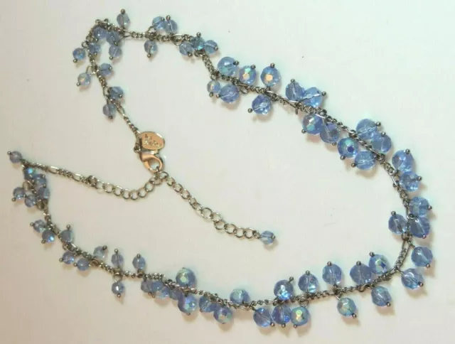 Lia Sophia Bleu Bébé Aurore Boréale Cristal Perle Chaîne Breloque Collier Ci 11