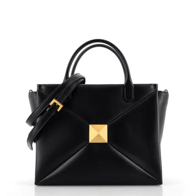 VALENTINO GARAVANI ONE Stud Top Handle Bag Leather Medium Black $1,330. ...
