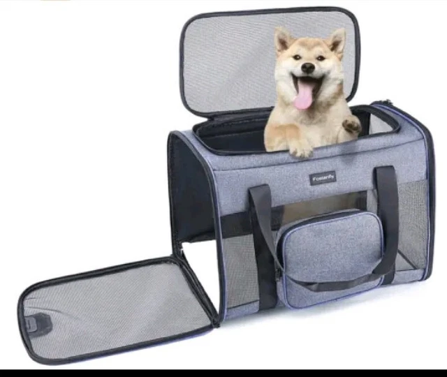 Portador de mascotas Fostanfly lado suave para gato/perro con 4 ventanas ventiladas, 3 puertas