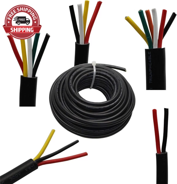 20 Gauge 4 Conductor Wire Audio Power Cable Speaker Wire (Red & Black & Yellow &