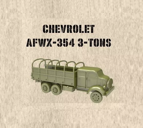 Wwii - British Chevrolet Afwx 354 3 Tons - 1/56 1/72 1/87 1/100 3D Printed