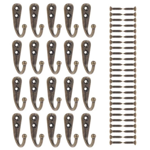 20Pcs Vintage Wall Mount Towel Hanger Hooks Clothes Coat Hat Bag Antique Zinc