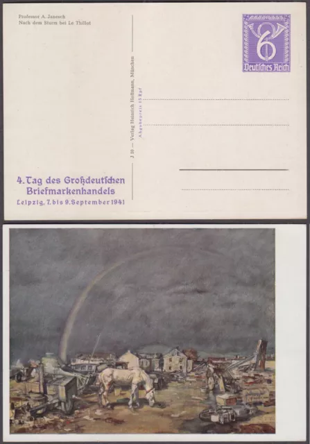 Privatganzsache PP 150 C1-010 mit Pferd Tag des Großd. Briefmarkenhandels 1941