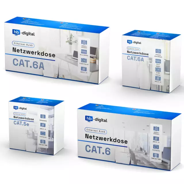 Netzwerkdose Cat6 Cat6a Cat5e 1/2-Port RJ45 LAN Ethernet Netzwerk Datendose