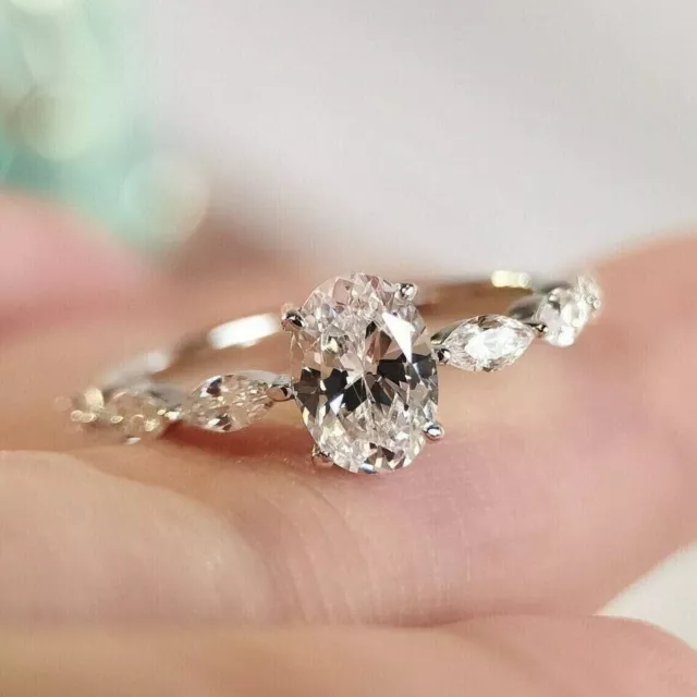 Engagement Ring IGI GIA Oval 1.30Ct Certified Lab Grown Diamond 14k Gold Band