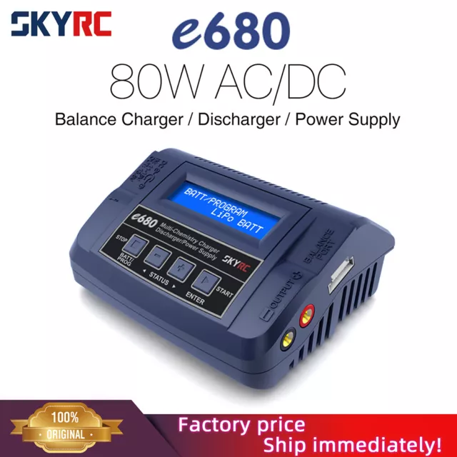 SKYRC e680 80W AC/DC Balance Charger for 1-6s LiPo NiCd NiMH Battery AGM Battery