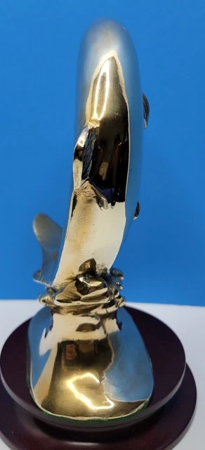 Vintage Solid Brass Trout Fish Jumping Figure -  9" Tall 3
