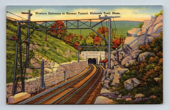 Hoosac Tunnel Western Entrance Mohawk Trail Massachusetts Linen Forest Postcard