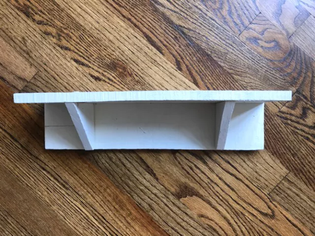 15" x 4.25" Rustic Shabby Chic Solid Wood White Wall Shelf, Reclaimed Barn Wood