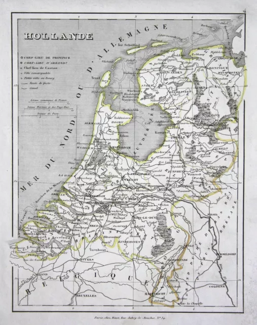 ca. 1830 Holland Niederlande Netherlands Amsterdam map Karte engraving