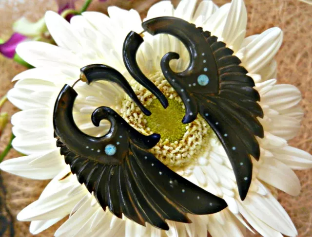 Fake Gauge Ear Stretcher Angel Wings Split Hook Earrings Cheater Body Piercing