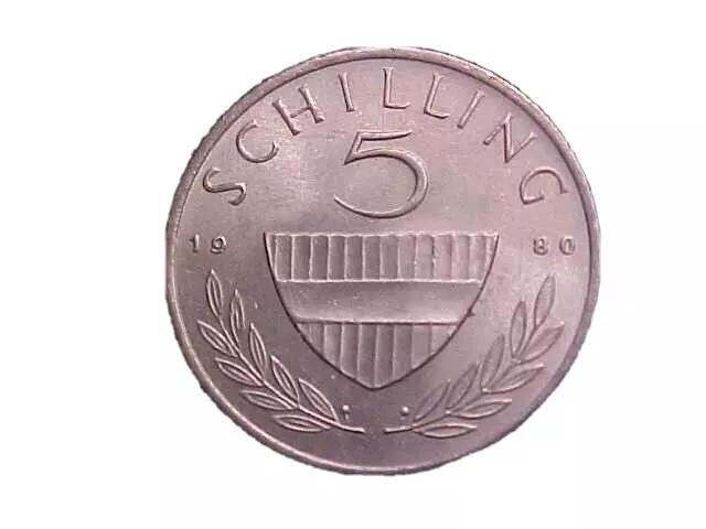 1980 Austria 5 Schilling KM# 2889a-Very Nice High Grade Collector Coin!-c3438xux 2