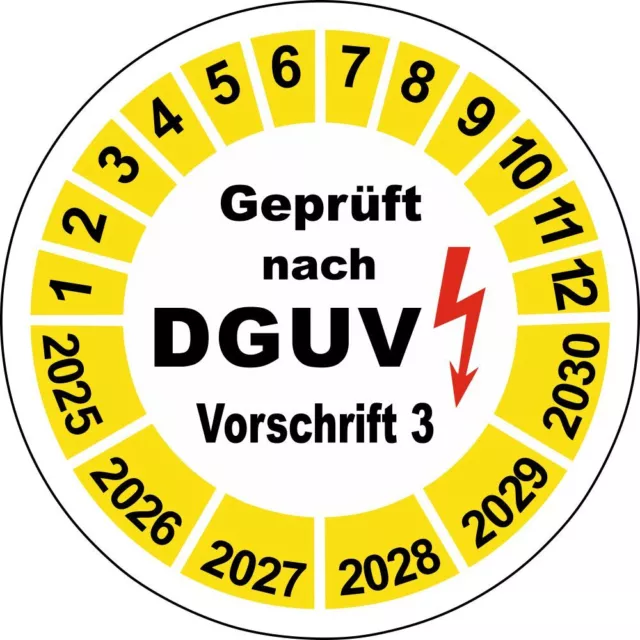 DGUV V3 Vorschrift 3 gelb 20mm ab 2025 Prüfplaketten Wartungsetiketten Aufkleber