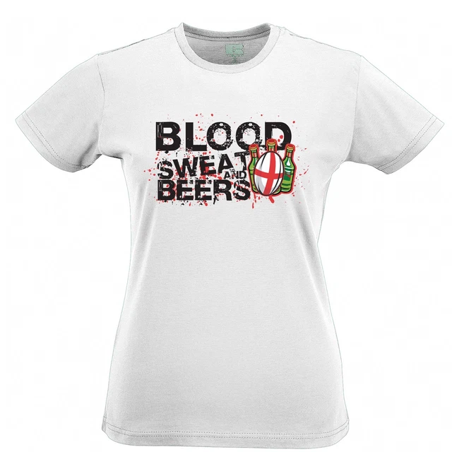Maglietta England Rugby Supporter Donna Sangue, Sweat And Beers Sei Nazioni Sport