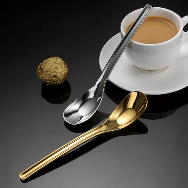 S/M Stainless Steel Korea Soup Spoons Gold Silver Flatware For Coffee Tableware_