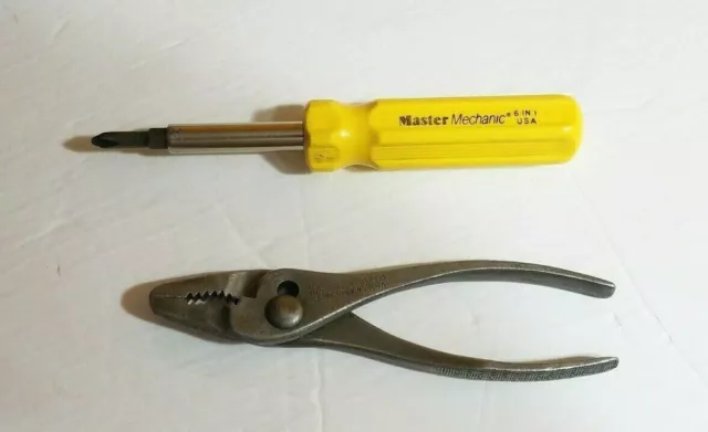 Vintage Crescent Tool Co. L26 Thin Nose Slip Joint Pliers with screwdriver usa