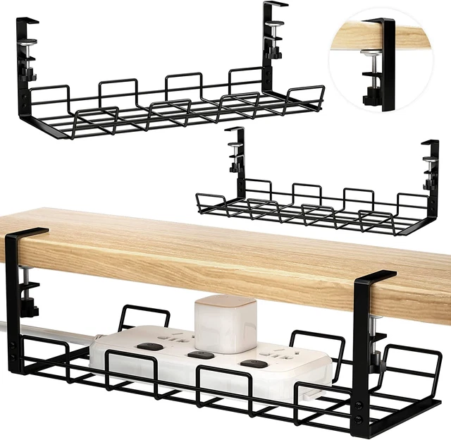 UNDER DESK CABLE Management Tray - 2 Pack Cable Racks under Desk Cable ...