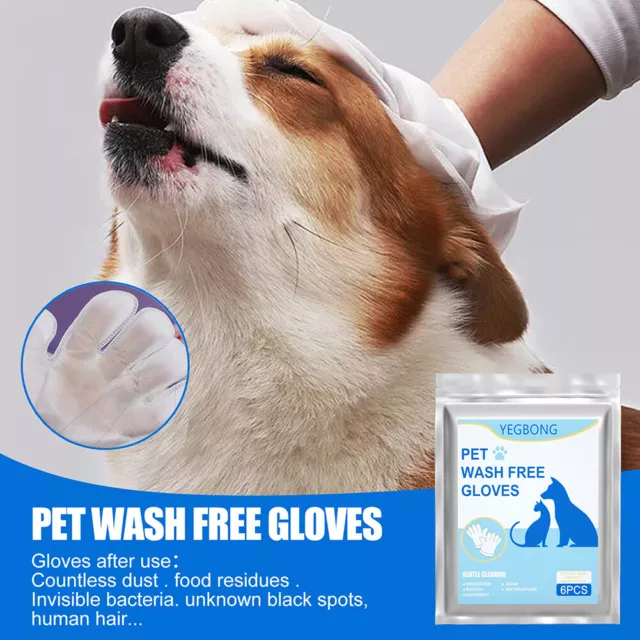 6pcs Cats Dogs Cleaning Gloves Wash Free Disposable Gloves Wipes Pet Accessories