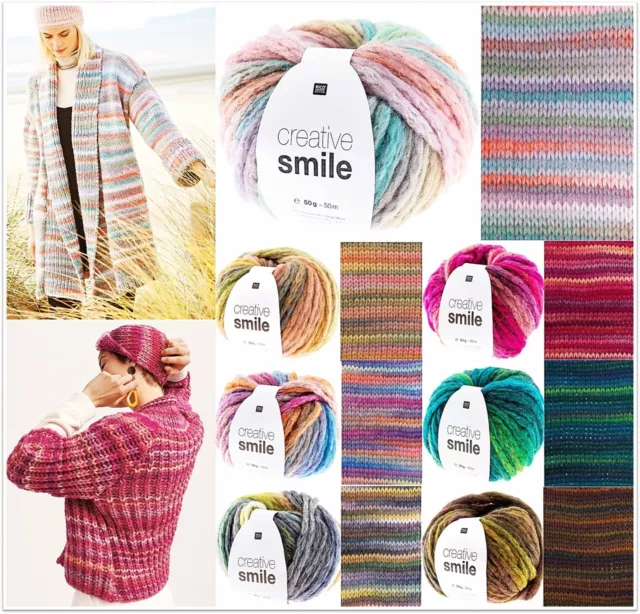 50g Rico Creative Smile Strickwolle Häkelgarn Stricken Häkeln GP 89,80€/1kg