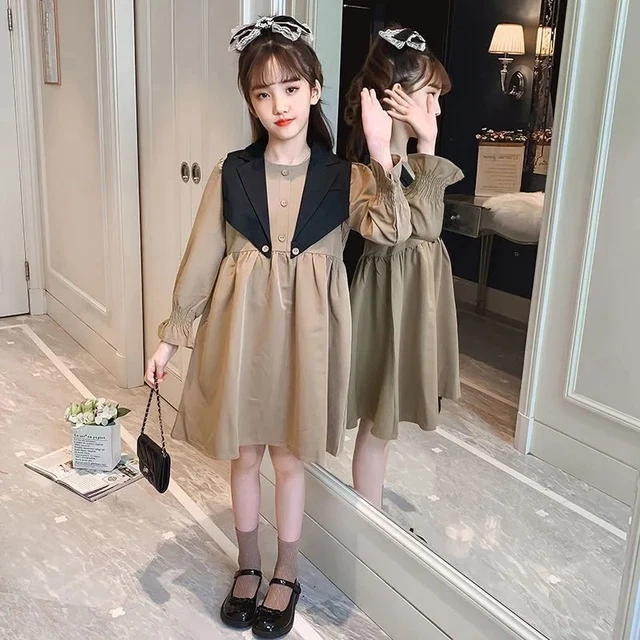 Manica Lunga Abiti per Bambini Larga Vestido Costume Primavera Autunno Nuovo