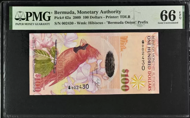 Bermuda 100 Dollars 2009 P 62 a Gem UNC PMG 66 EPQ