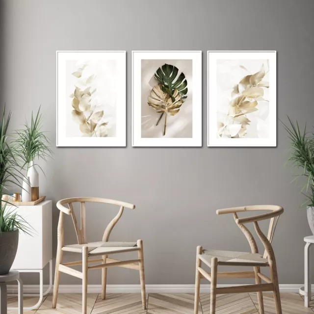Home Hanging Decor Print Paper Canvas Wall Art Monstera Leaves 3 sets Poster