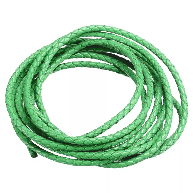 3mm Round Braided Leather Cord for Crafts Jewelry Making, Pale Green(2.2Yards)