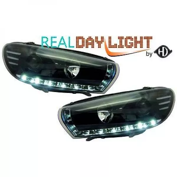 LHD Projector LED DRL Headlights Headlamp Pair Clear Black For VW Scirocco 08-14