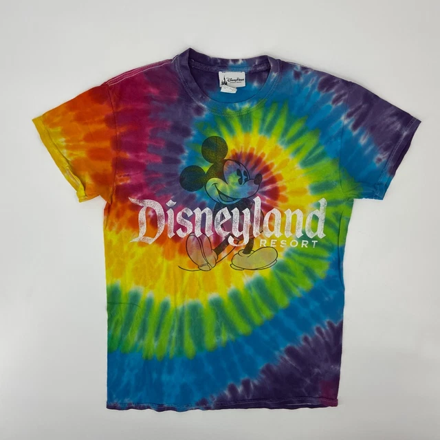 DISNEYLAND MICKEY MOUSE Shirt Mens Small Green Yellow Tie Dye Walt