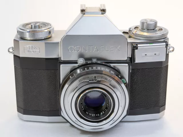 Zeiss Ikon Contaflex Kamera Synchro Compur mit Zeiss 45mm f/2.8 Getestet Top Zus