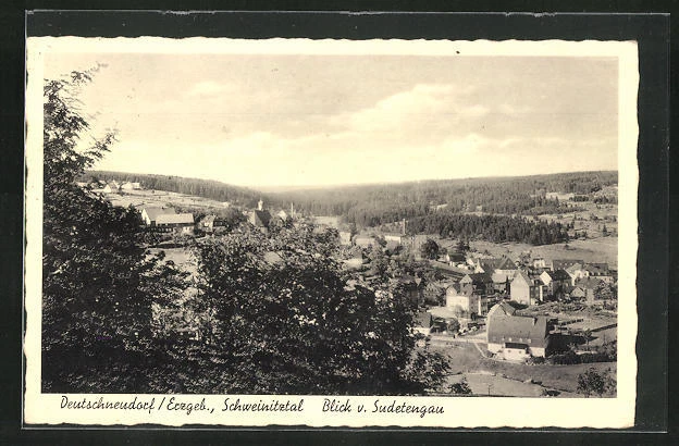 AK Deutschneudorf /Erzgeb., Blick von Sudetengau in das Schweinitztal 1942