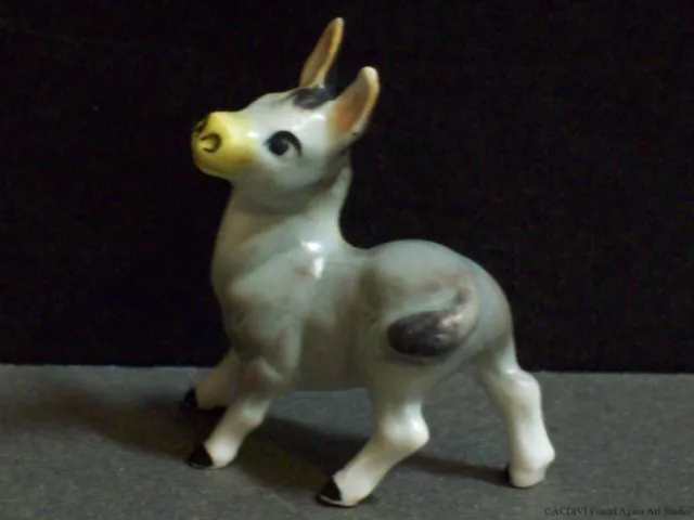 Donkey Gray Mule Porcelain Figurine Vintage Small Standing Young Colt Animal